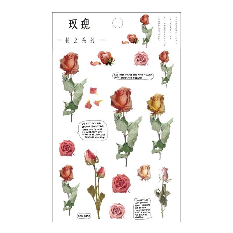 BUKE PET Stickers Flowers Leaves Plants for Scrapbooking Bullet Journal - bukenotebook