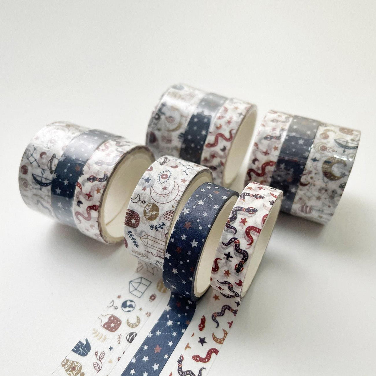 BUKE 3pc Basic geometry Masking Washi Tape Vintage Starry sky Art Decorative Adhesive Tape Diy Scrapbooking Sticker Label Stationery - bukenotebook