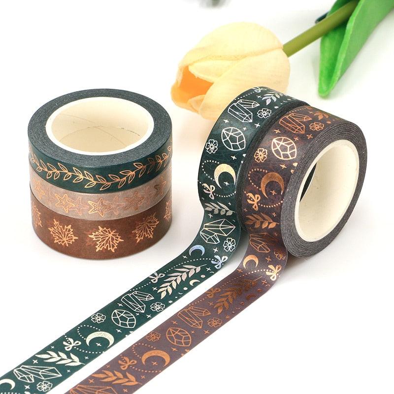 BUKE Vintage date maple leaf Foil Masking Washi Tape Decorative Adhesive Tape Diy Scrapbooking Sticker Label Stationery - bukenotebook