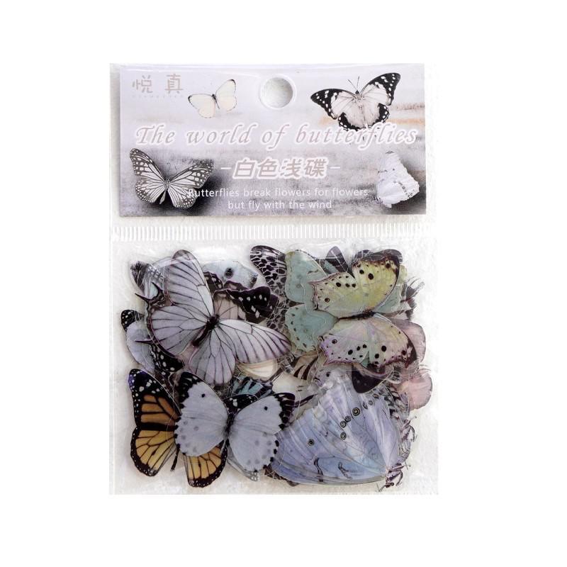 BUKE 40 Pcs Elegant Butterfly Stickers PET Transparent Decorative Decals For Phone Laptop Waterbottle Planner Diary Journal Scrapbook - bukenotebook