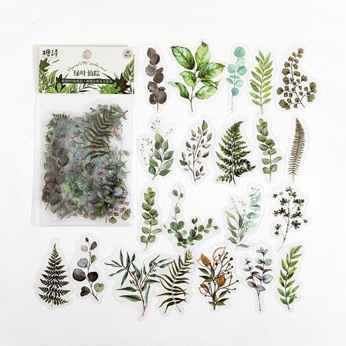 BUKE 40 pcs/bag Plant Nature Flower Decorative PVC Sticker - bukenotebook