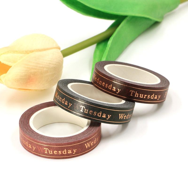BUKE Vintage date maple leaf Foil Masking Washi Tape Decorative Adhesive Tape Diy Scrapbooking Sticker Label Stationery - bukenotebook