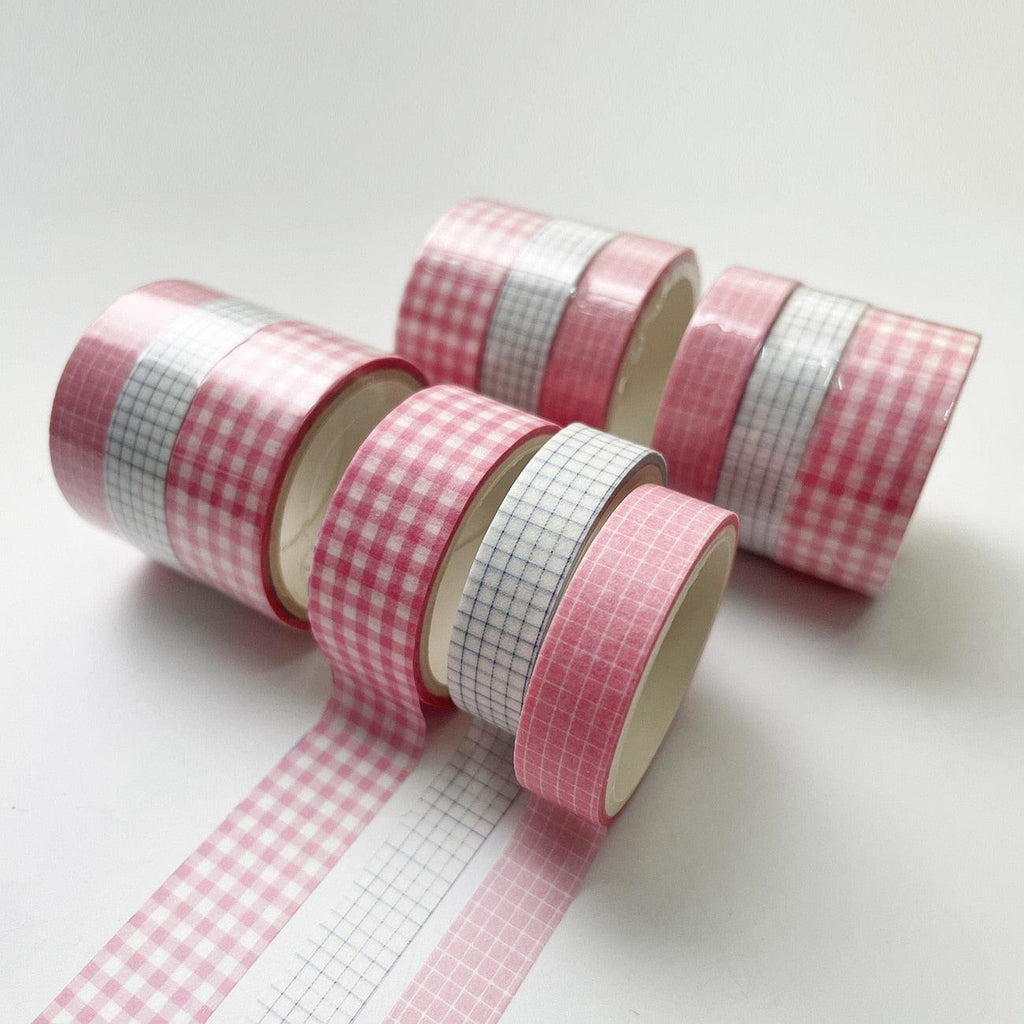 2023 NEW 10pcs/Lot Decorative Pink Red Grid Washi Tape for