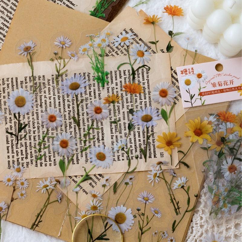 BUKE 40 pcs/bag Plant Nature Flower Decorative PVC Sticker - bukenotebook