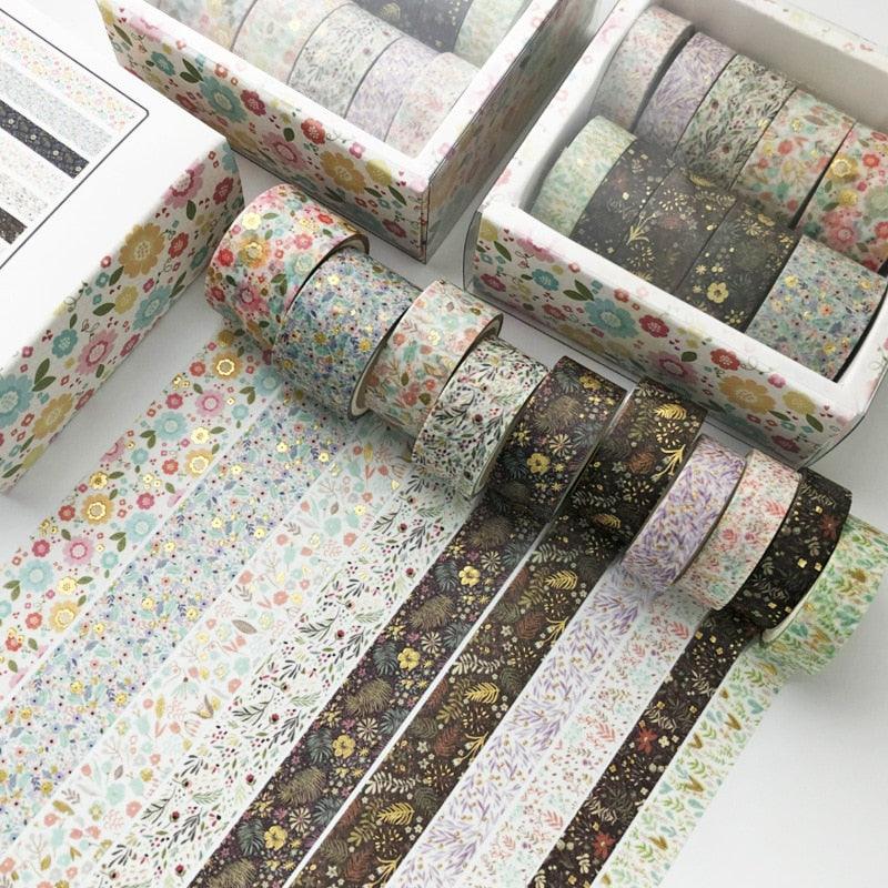 BUKE 10 pcs/set Kawaii Pink world gold Decorative Adhesive Tape Masking Washi Tape Diy Scrapbooking Sticker Label Japanese Stationery - bukenotebook