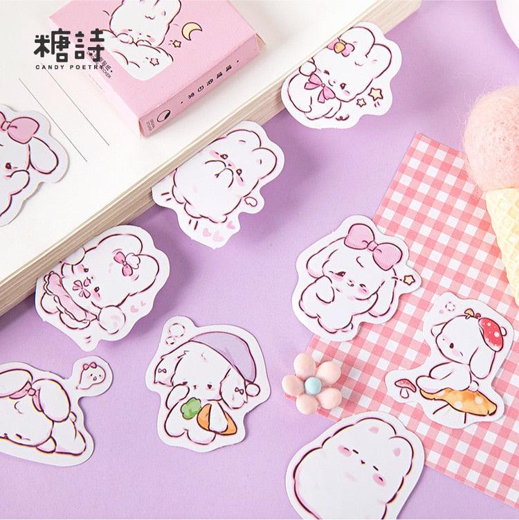 Kawaii Planner Stickers - Cute Stickers - Bunny and Bear Stickers - Kawaii  stickers - Journal Flakes Stickers, Clear Stickers - b2i2