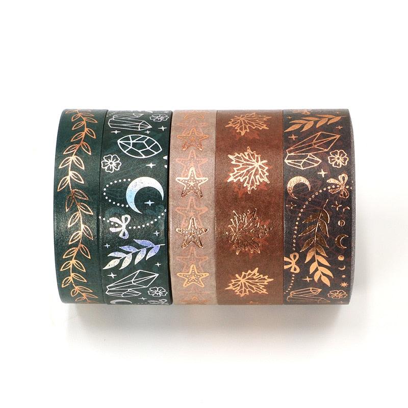 BUKE Vintage date maple leaf Foil Masking Washi Tape Decorative Adhesive Tape Diy Scrapbooking Sticker Label Stationery - bukenotebook