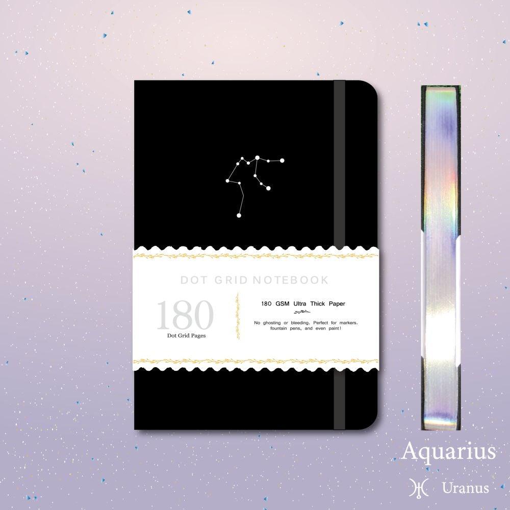 A5 Zodiac Aquarius Bullet Journal Dot Grid Notebook - bukenotebook
