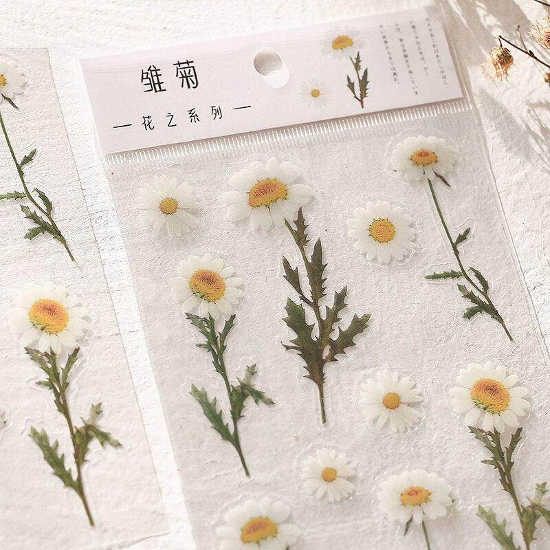 BUKE 40 pcs/bag Plant Nature Flower Decorative PVC Sticker