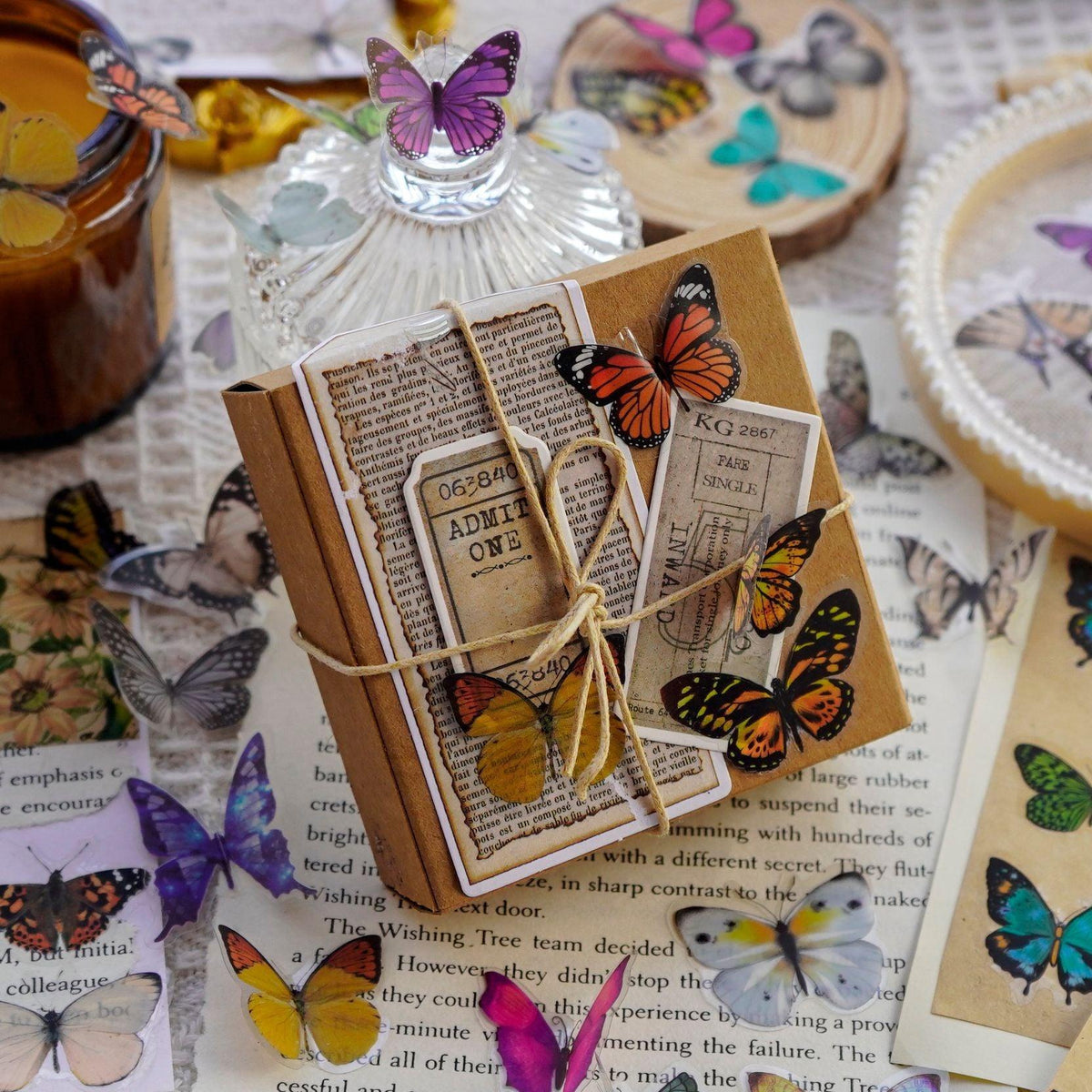 BUKE 40 Pcs Elegant Butterfly Stickers PET Transparent Decorative Decals For Phone Laptop Waterbottle Planner Diary Journal Scrapbook - bukenotebook