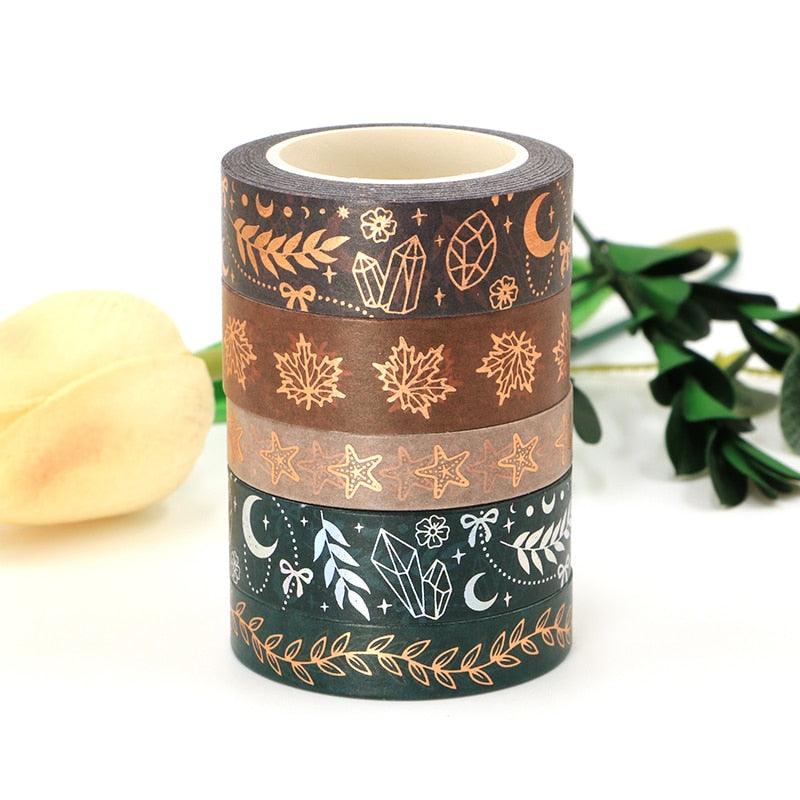 BUKE Vintage date maple leaf Foil Masking Washi Tape Decorative Adhesive Tape Diy Scrapbooking Sticker Label Stationery - bukenotebook