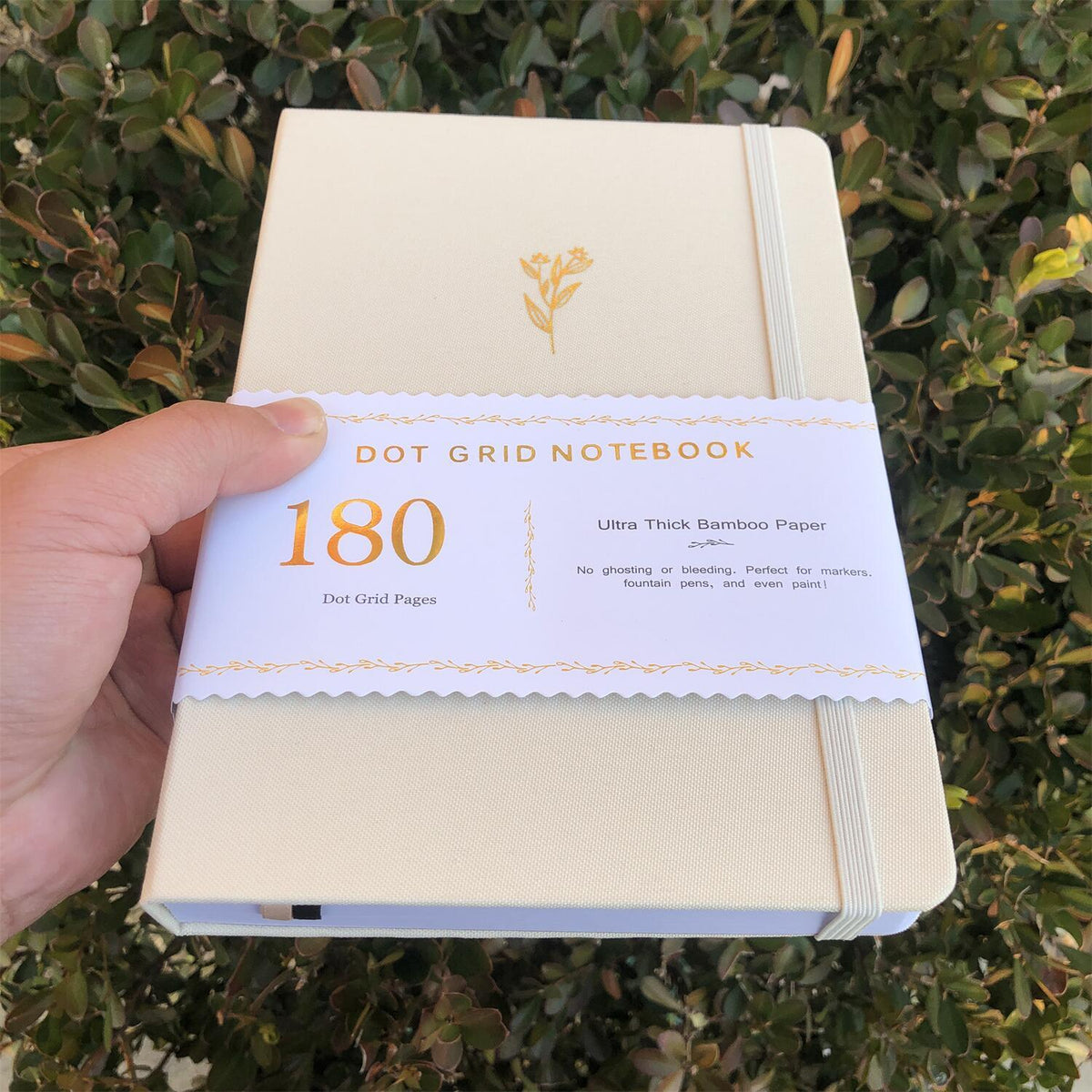 180GSM Bamboo Paper Bullet Dotted Notebook Dot Grid Journal Cream Fabric Hardcover - bukenotebook