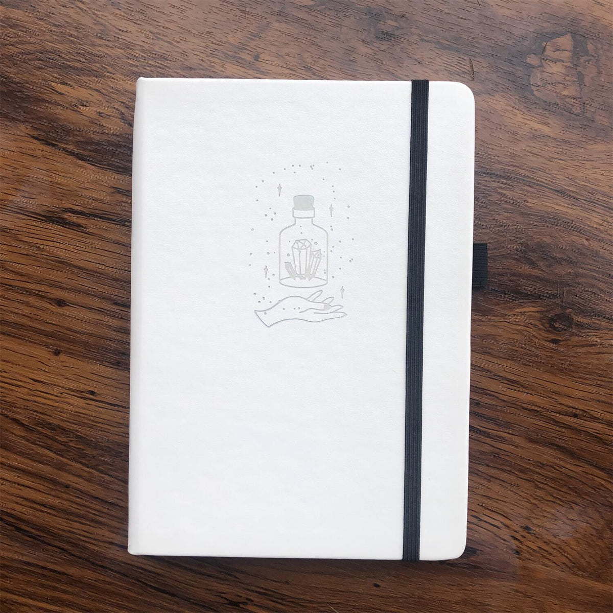 A5 Black Paper Mystical Bottle Bullet Dotted Journal Dot Grid Notebook - bukenotebook