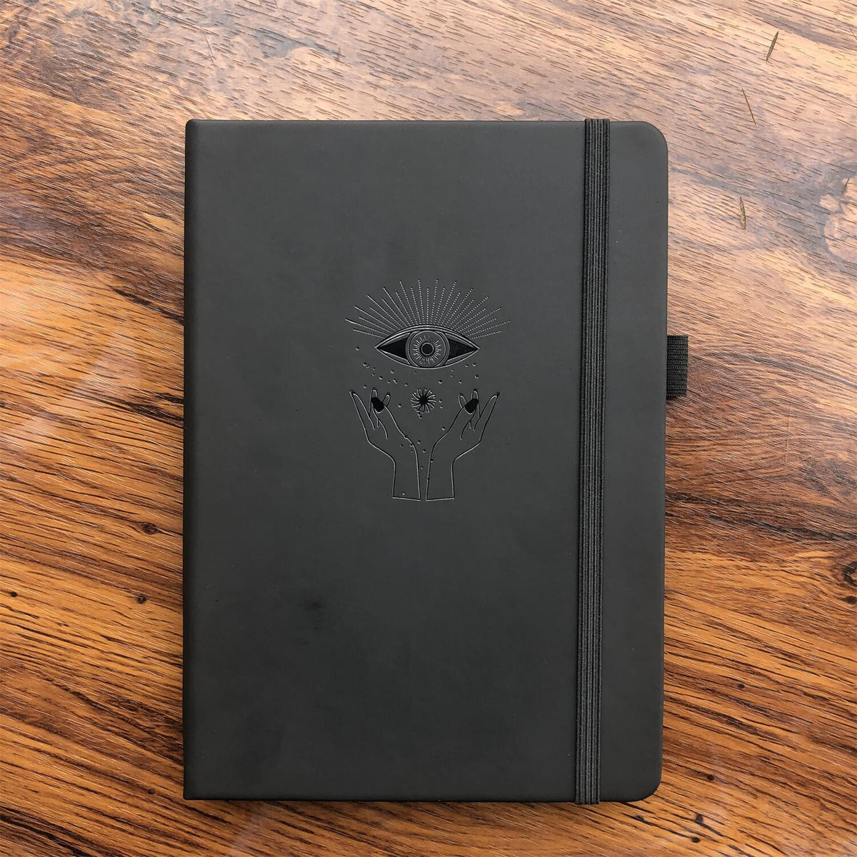 A5 Black Paper Mystical Eye Bullet Dotted Journal Dot Grid Notebook - bukenotebook
