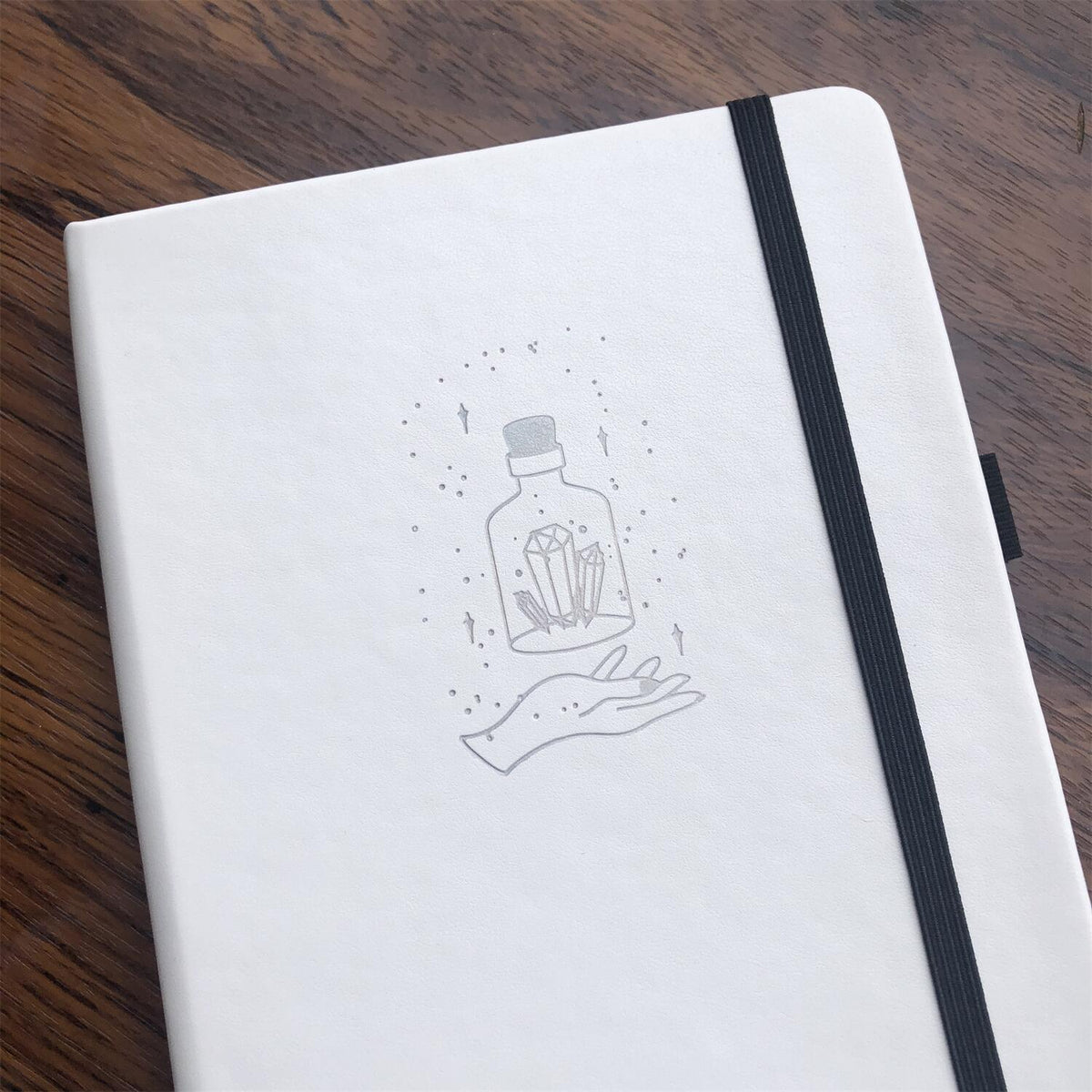 A5 Black Paper Mystical Bottle Bullet Dotted Journal Dot Grid Notebook - bukenotebook