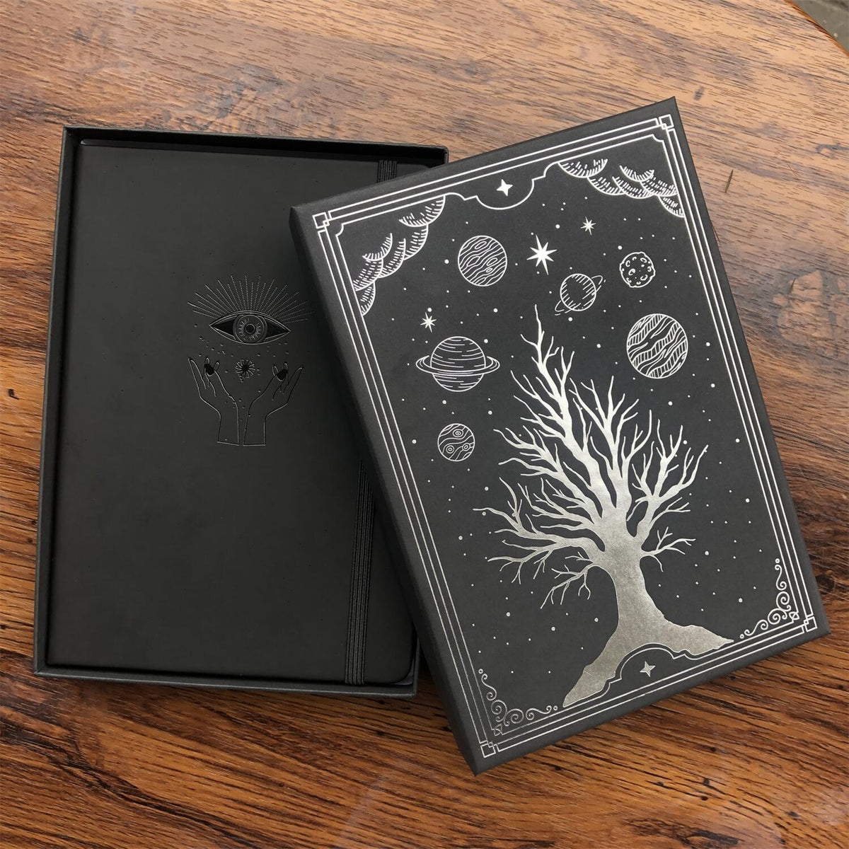 A5 Black Paper Mystical Eye Bullet Dotted Journal Dot Grid Notebook - bukenotebook