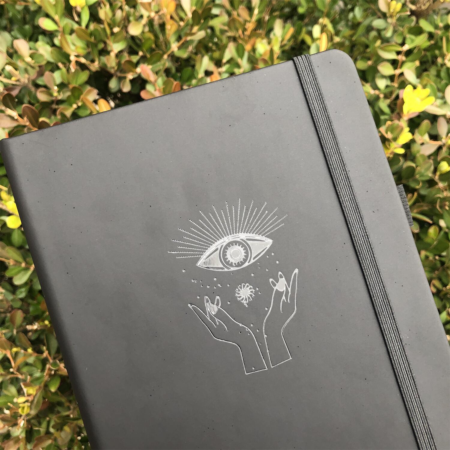 A5 Black Paper Mystical Eye Bullet Dotted Journal Dot Grid Notebook - bukenotebook