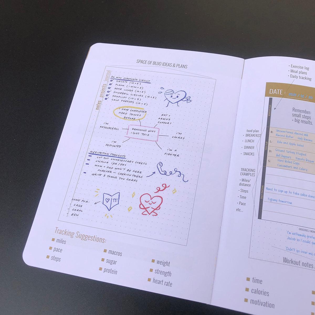 90 Days Fitness Journal Planner - Rose Gold - bukenotebook