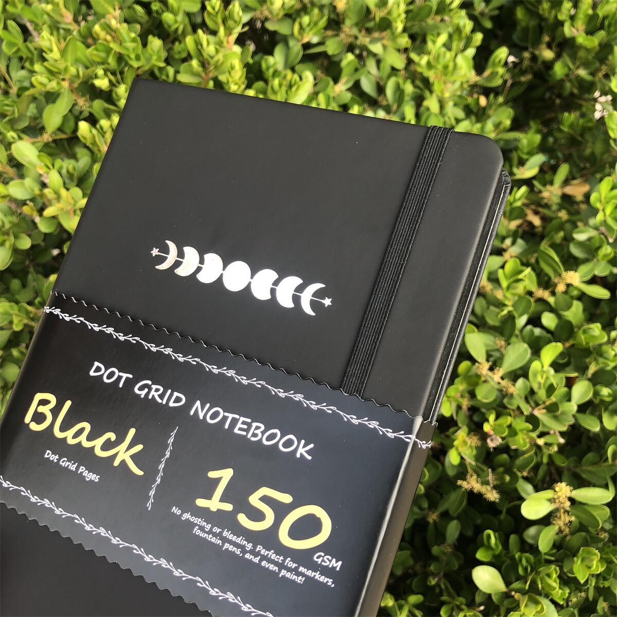 Bullet Dotted Journal - Dot Grid Notebook - 150gsm No Bleed Black A5, black