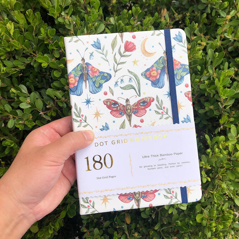 A5 Dotted Notebook Bullet Journal 180gsm Bamboo Paper - Mysterious butterfly UV Printing-zoom-