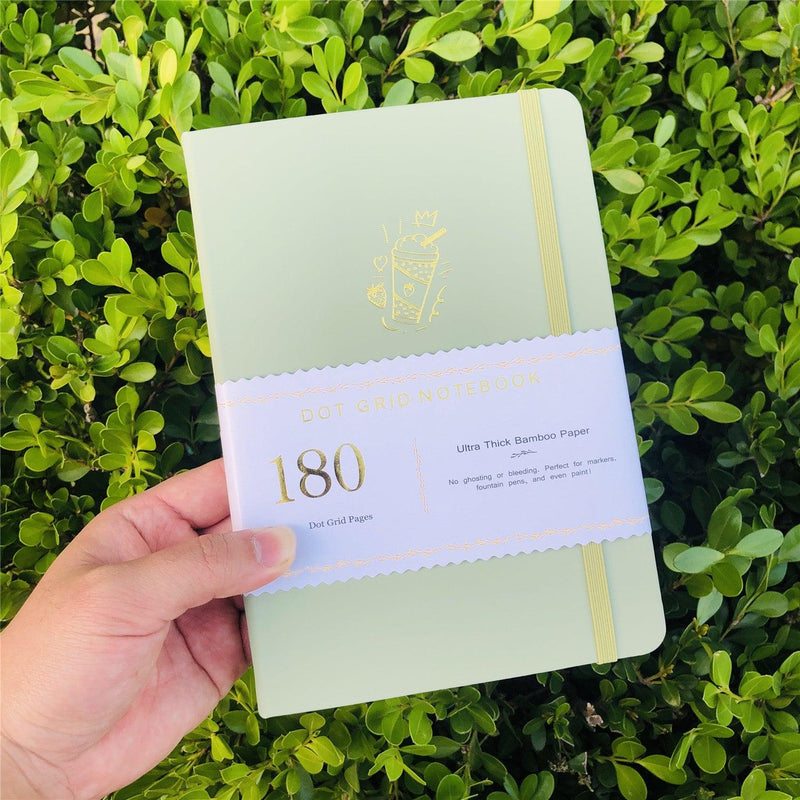 Journal à pois personnalisé, papier de bambou 180 g, couverture rigide en cuir PU, seulement 219 $ US/100 pièces -zoom-