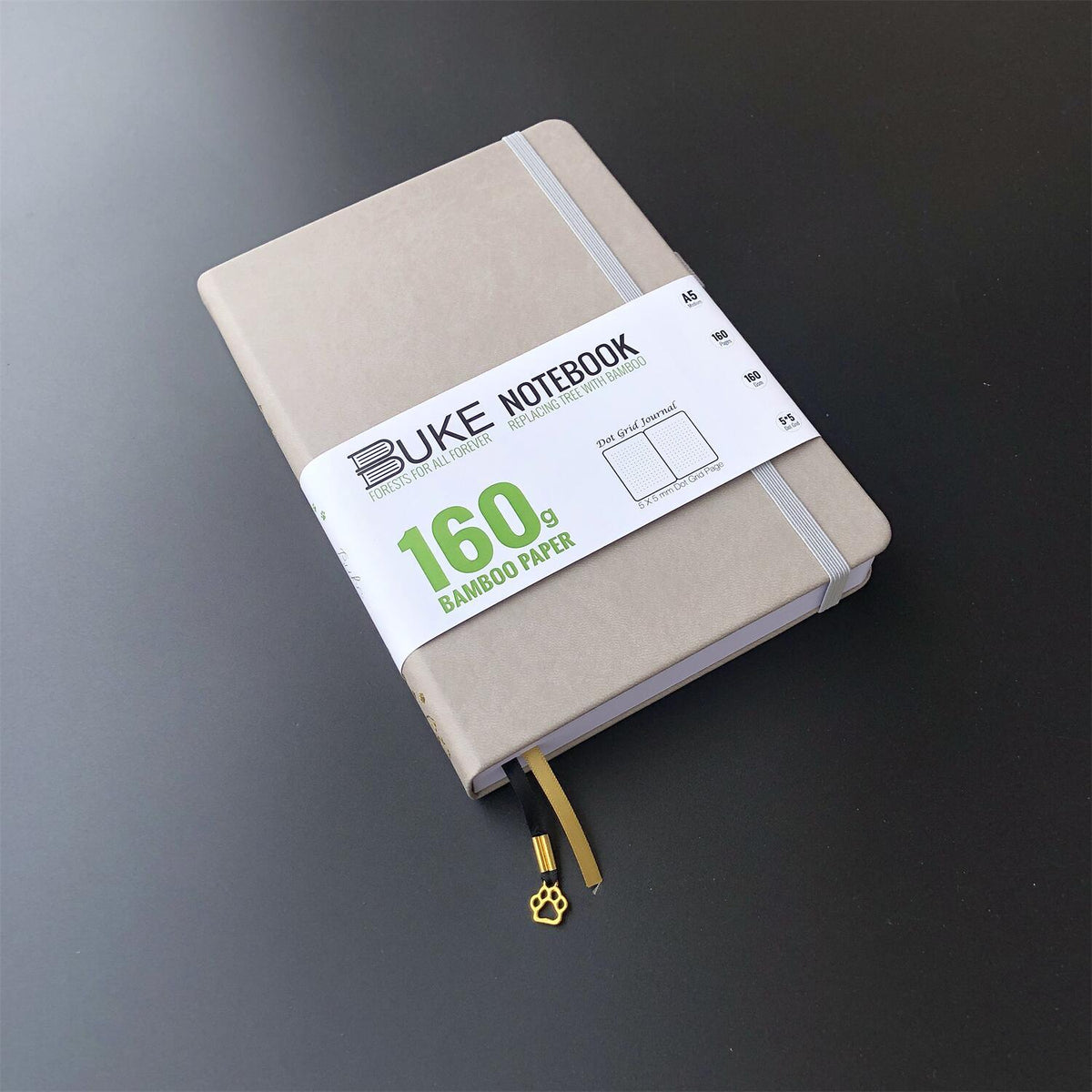 Bullet Dotted Journal 160GSM Bamboo Paper-NATURE WORLD - Grey - bukenotebook