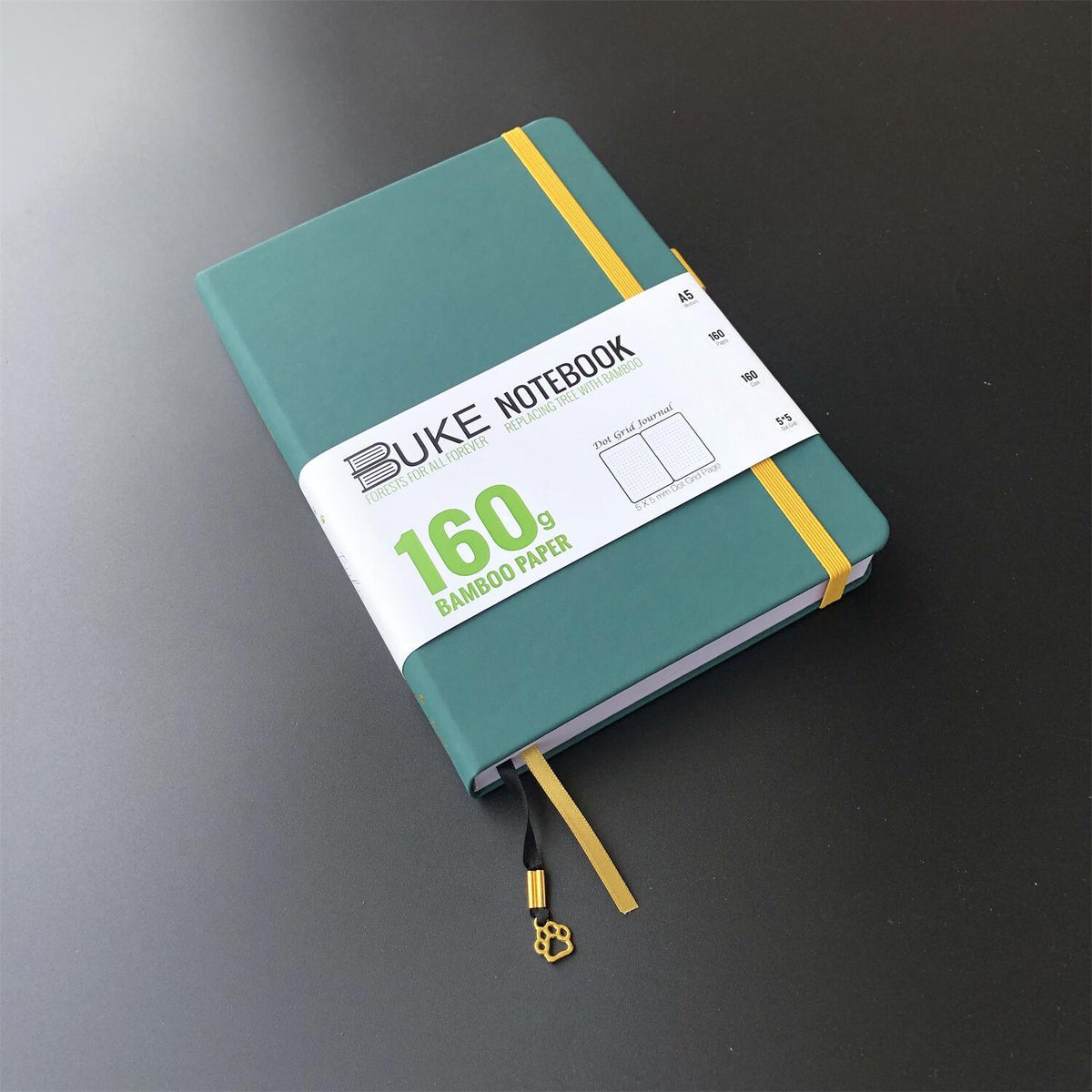 Bullet Dotted Journal 160GSM Bamboo Paper-NATURE WORLD - Green - bukenotebook