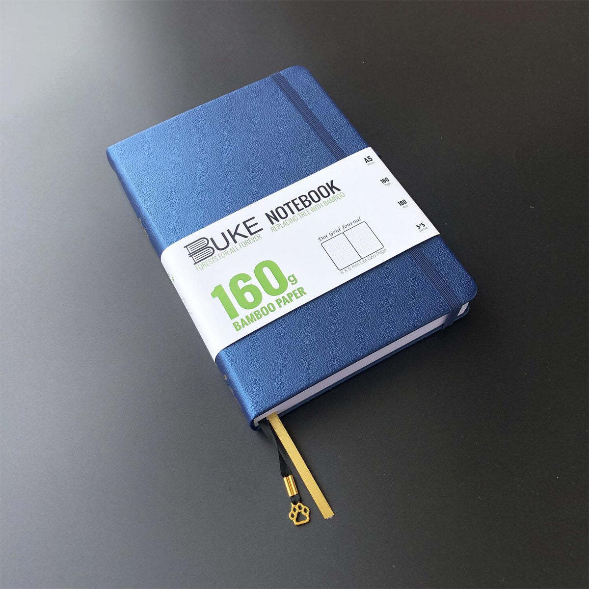 Bullet Dotted Journal 160GSM Bamboo Paper-NATURE WORLD - Lt.Navy - bukenotebook