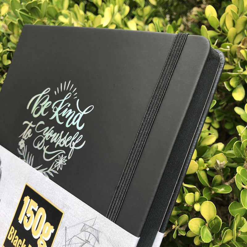 8 x 8 Inch Hardcover Sketch Journal – 150GSM Black Paper 160 Pages - Black-zoom-