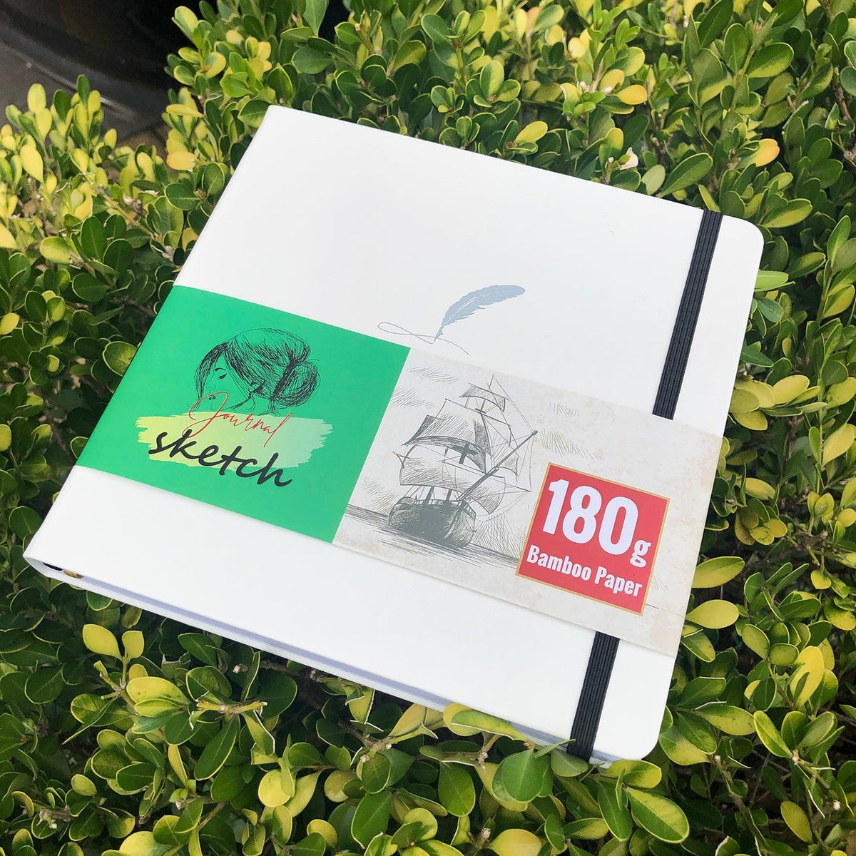 8X8 Square Hardcover SKetchbook Journal 180GSM Bamboo PAPER 128 Pages - White - bukenotebook