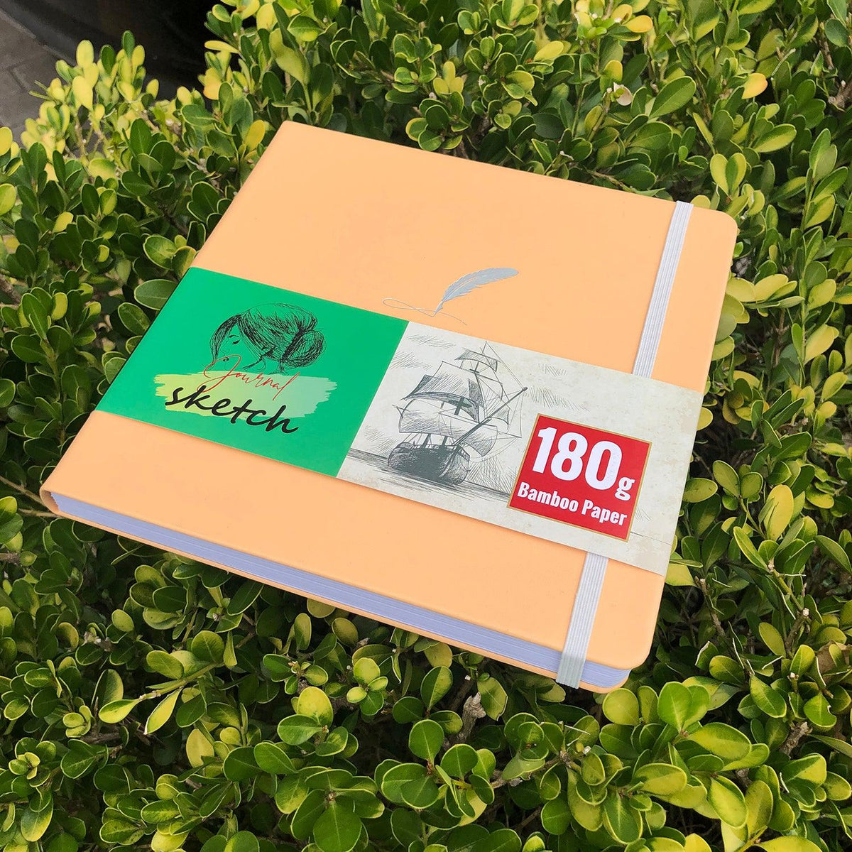 8X8 Square Hardcover SKetchbook Journal 180GSM Bamboo PAPER 128 Pages - Warn Apricot - bukenotebook
