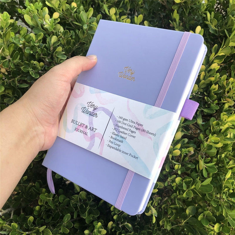 Custom Bullet Journal, A5 Dot Grid Notebook, Light Purple PU Leather Blue Hardcover, Only US$199/100PCS  ITEM NO#10282129-zoom-