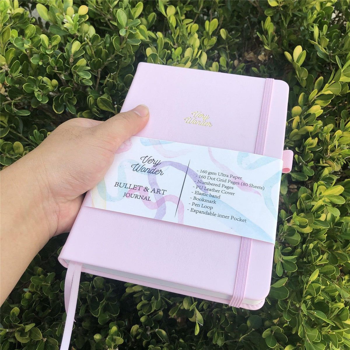 Custom Bullet Journal, A5 Dot Grid Notebook, Light Pink PU Leather Blue Hardcover, Only US$199/100PCS  ITEM NO#10282128 - bukenotebook