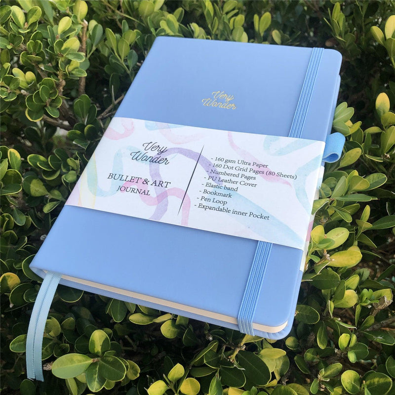 Bullet Journal personnalisé, carnet de notes A5 à grille de points, couverture rigide en cuir PU bleu, seulement 199 $ US/100 pièces -zoom-