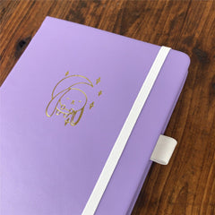 A5 Bullet Dotted Journal Vegan Purple PU Leather Hardcover, The Moon Rabbit - bukenotebook