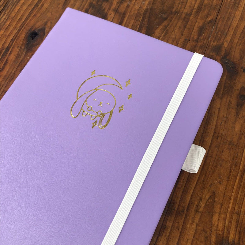 Journal à pois A5 personnalisé, dessin animé Halloween, couverture rigide en cuir PU violet, The Moon Rabbit, seulement 199 $ US/100 pièces -zoom-