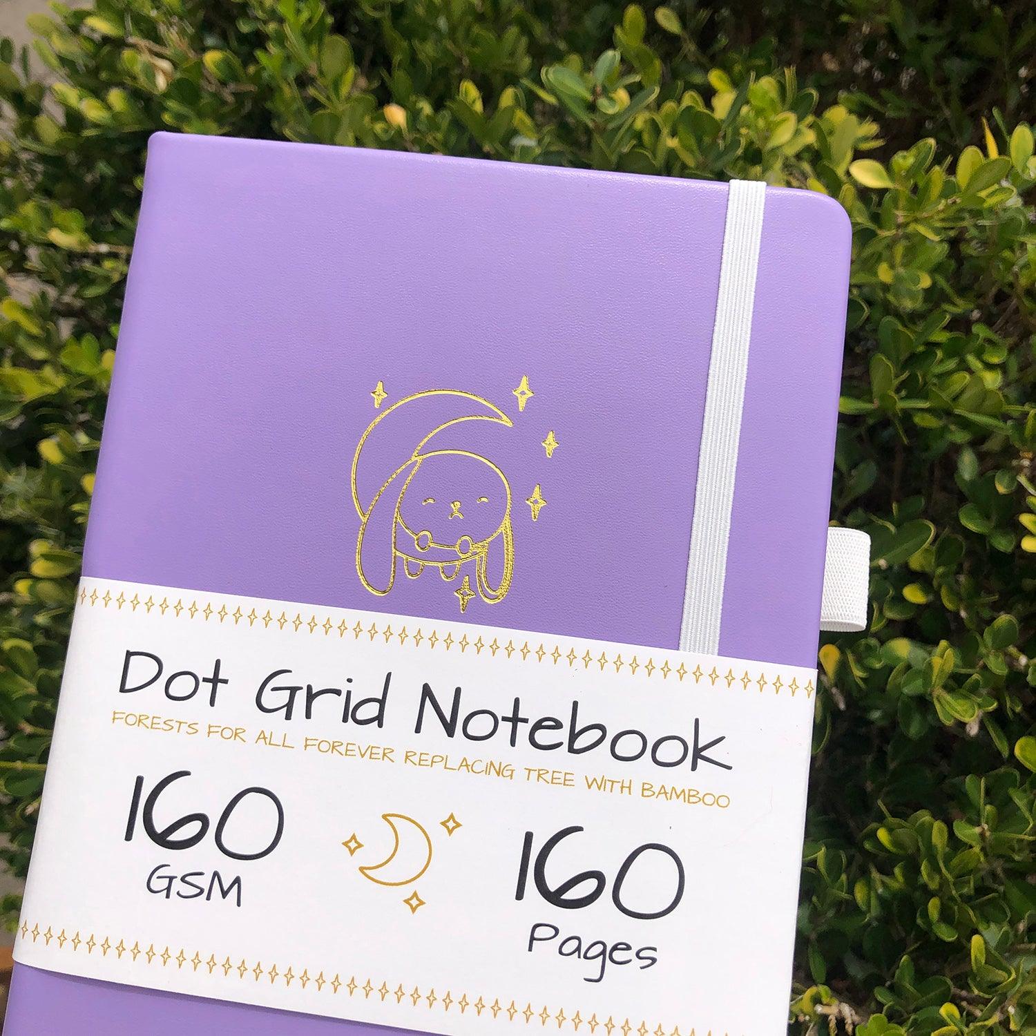 A5 Bullet Dotted Journal Vegan Purple PU Leather Hardcover, The Moon Rabbit - bukenotebook