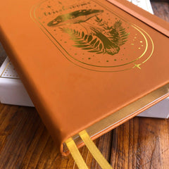 160gsm Bamboo Paper MyStical Mashroom Bullet Dotted Journal A5 PU Leather Hardcover And Gold Edge - bukenotebook