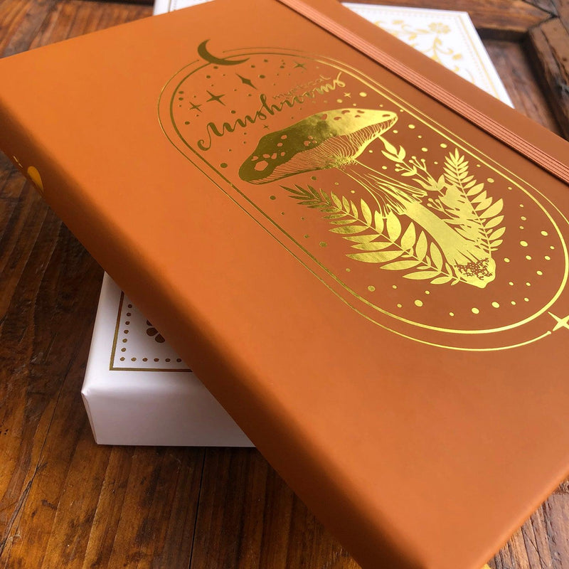 160gsm Bamboo Paper MyStical Mashroom Bullet Dotted Journal A5 PU Leather Hardcover And Gold Edge GIFT BOX-zoom-