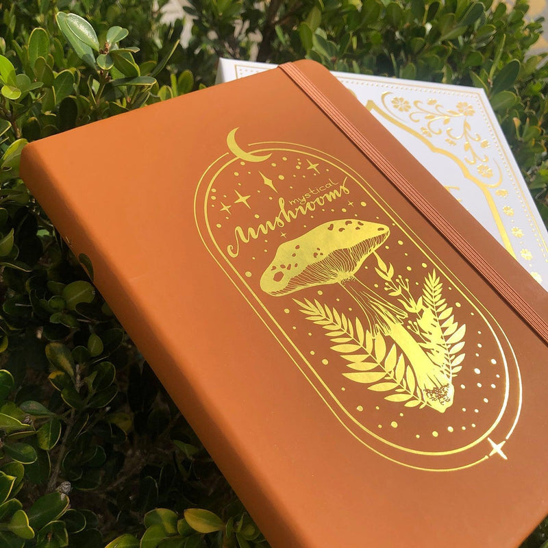 160gsm Bamboo Paper MyStical Mashroom Bullet Dotted Journal A5 PU Leather Hardcover And Gold Edge-zoom-