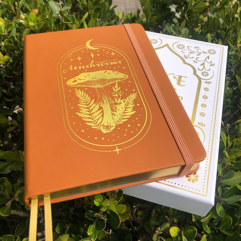 160gsm Bamboo Paper MyStical Mashroom Bullet Dotted Journal A5 PU Leather Hardcover And Gold Edge GIFT BOX-zoom-
