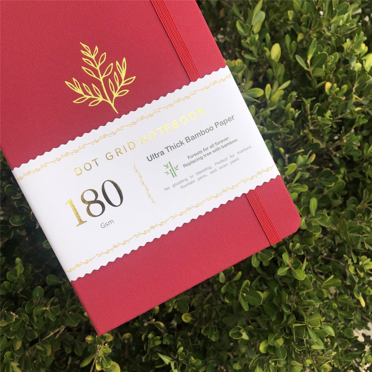 180gsm Bamboo Paper BULLET DOTTED JOURNAL Wine Red Waterproof Cover - bukenotebook