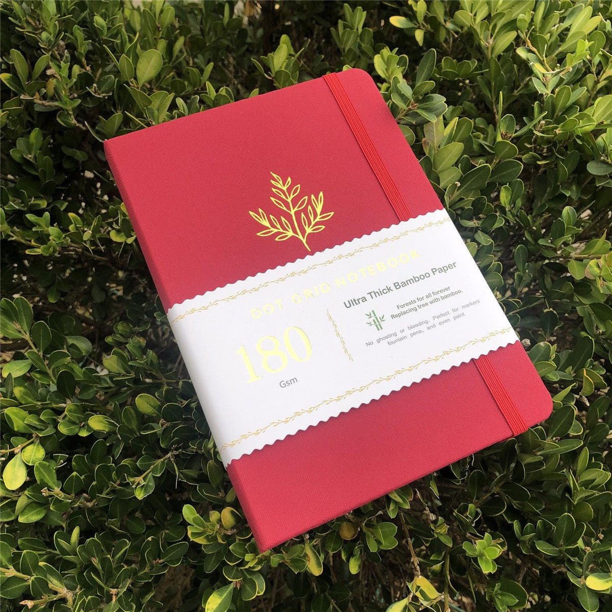 180gsm Bamboo Paper BULLET DOTTED JOURNAL Wine Red Waterproof Cover - bukenotebook