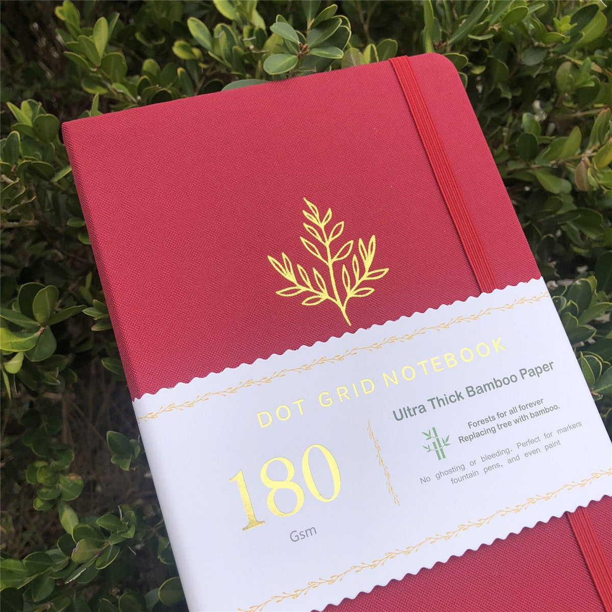 180gsm Bamboo Paper BULLET DOTTED JOURNAL Wine Red Waterproof Cover - bukenotebook