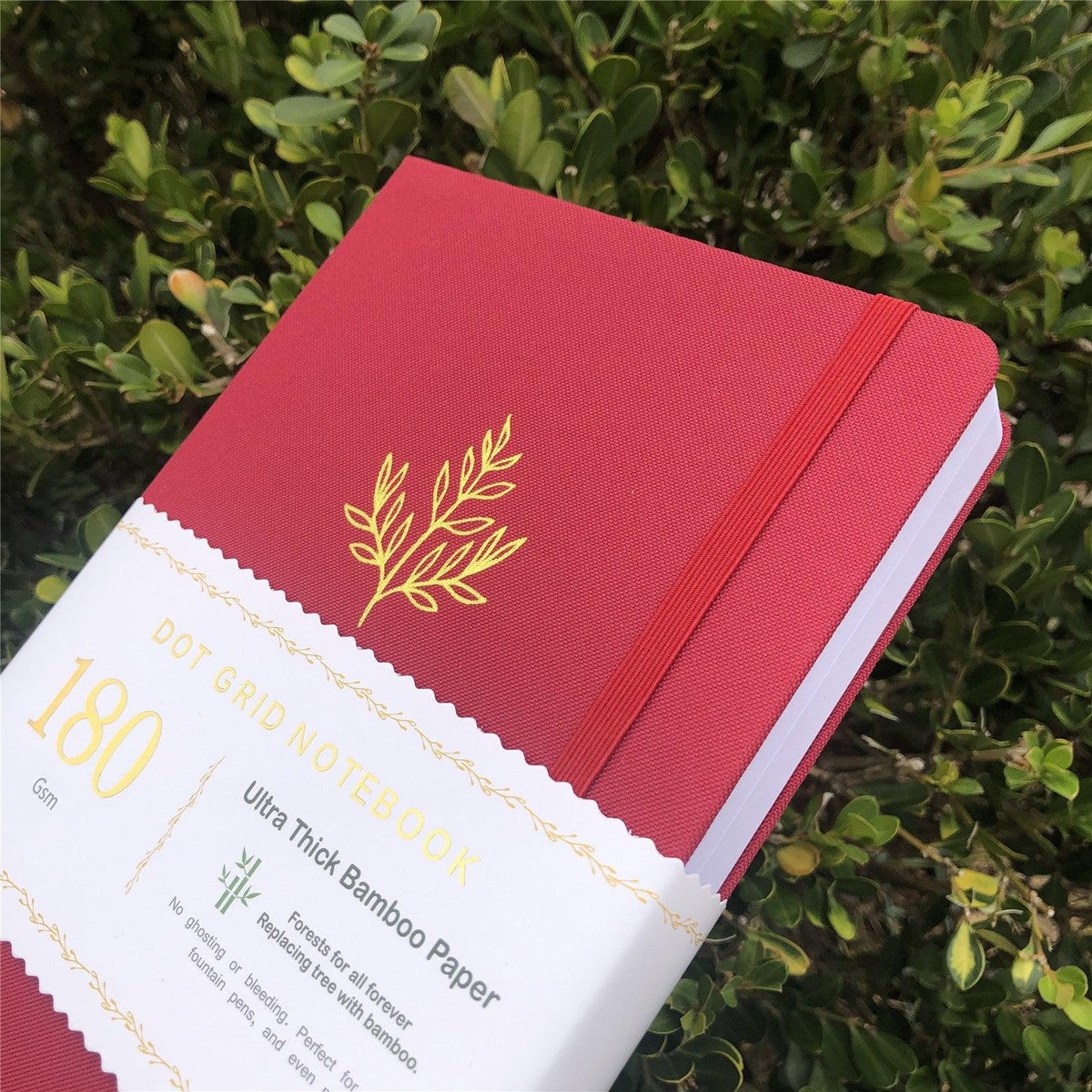 180gsm Bamboo Paper BULLET DOTTED JOURNAL Wine Red Waterproof Cover - bukenotebook