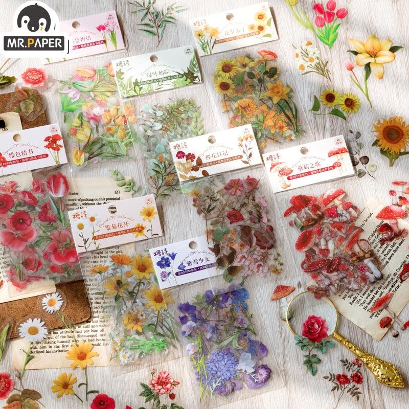 BUKE  40Pcs/Bag Plant Flower Series Decorative Diary Sticker Scrapbook Planner Decorative Stationery Sticker - bukenotebook