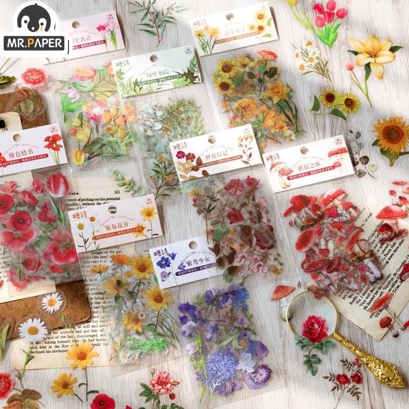 BUKE 40Pcs/Bag Plant Flower Series Decorative Diary Sticker Scrapbook