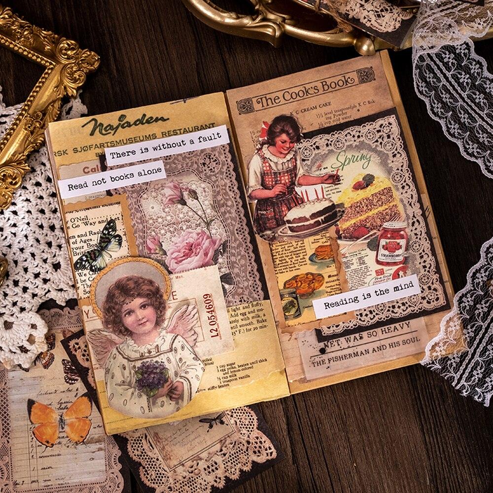 BUKE 8 Style 45 Pcs/bag Retro Creative Material Paper White Fog Lace Material Album Decoration Hand Account DIY Materials - bukenotebook