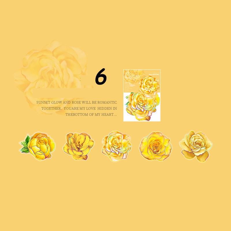 BUKE 8 Styles 10pcs/bag Vintage Plant Stickers Fresh Creative Flowers Roses Hand Account Decoration Stationery Stickers - bukenotebook