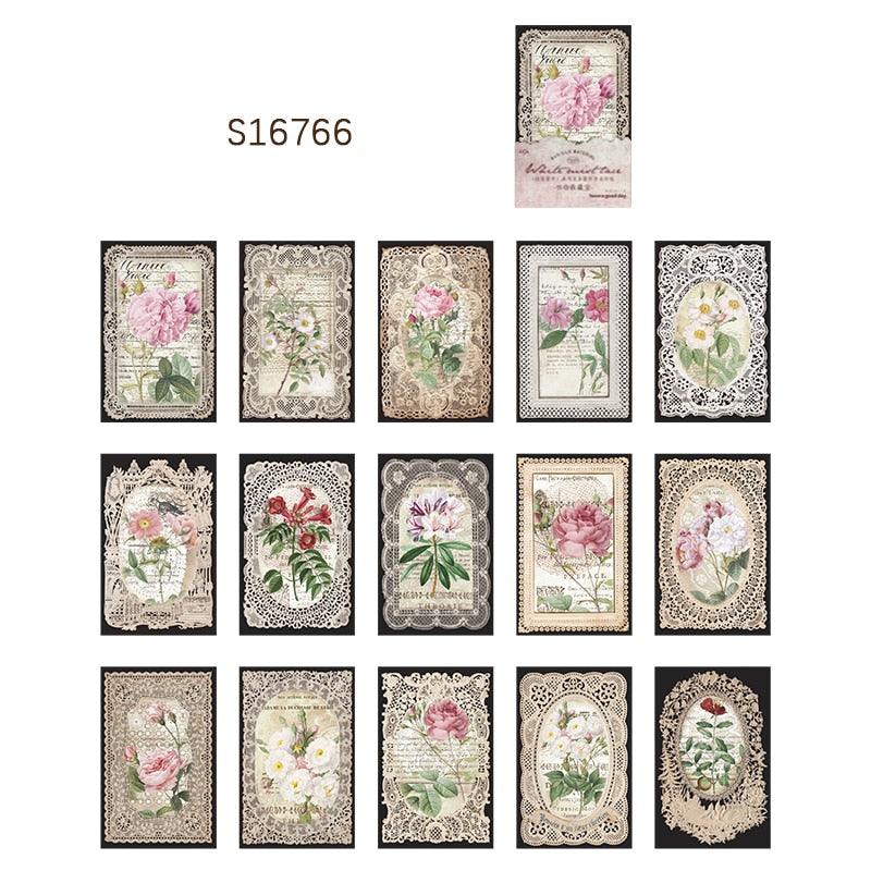BUKE 8 Style 45 Pcs/bag Retro Creative Material Paper White Fog Lace Material Album Decoration Hand Account DIY Materials - bukenotebook